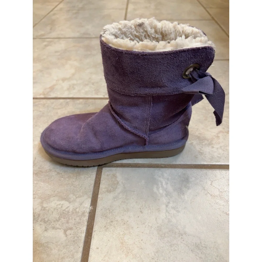 Koolaburra by UGG Victoria Purple Suede Bow Boots Kids Size 12 110861T